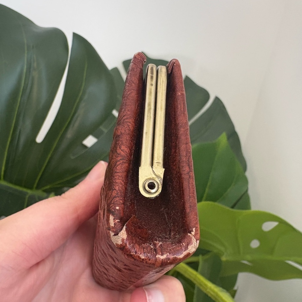 Vtg Leather Kisslock‎ Embossed Patterned Mini Coin Purse - Picture 6 of 10